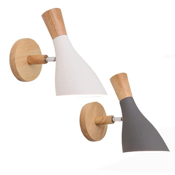 Скандинавский настенный светильник Creative Macaron из массива дерева, настенный светильник для спальни, прикроватной тумбочки, гостиной, бра Modren