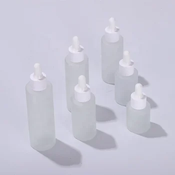Матовая косметическая бутылка-капельница из матового прозрачного стекла объемом 30 мл 60 мл с плоским плечом для массажа эфирного масла или эссенции по уходу за кожей
