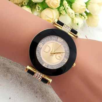 Женские кварцевые часы роскошного бренда DQG с простым дизайном, черно-белый силиконовый ремешок, большой циферблат, креативные модные наручные часы