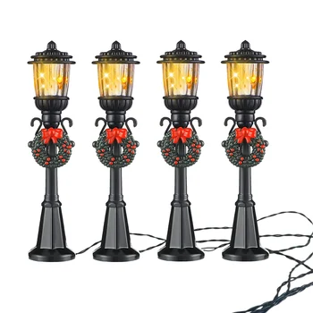 4 Шт. Мини Рождественский фонарный столб, лампа для поезда, Миниатюрный уличный фонарь, декоративные фонари для деревенской дорожки своими руками