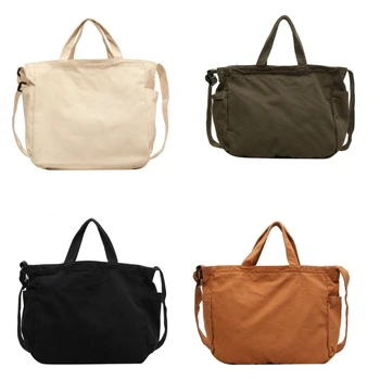 Холщовая сумка через плечо, однотонная модная сумка через плечо, сумка-тоут, хозяйственная сумка для девочки, женская универсальная сумка