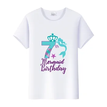Топы для девочек, детские белые футболки для вечеринки по случаю дня рождения, Одежда для маленьких девочек 1-10 лет, Футболки для маленьких девочек, Детские футболки