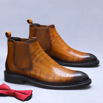 New botas marrones hombre chaussures montantes cuir pour homme botines para hombres de vestir