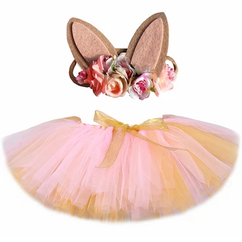 Розово-золотой кролик, юбка-пачка для малышей, Пасхальный костюм для маленьких девочек, пышные мини-юбки из тюля для девочек, Детская одежда-пачка