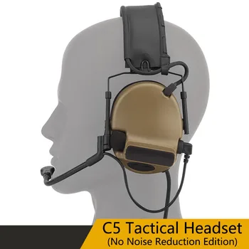 Тактическая гарнитура C5 (версия без шумоподавления) Наружные тактические коммуникационные наушники с высокоэластичными губчатыми наушниками