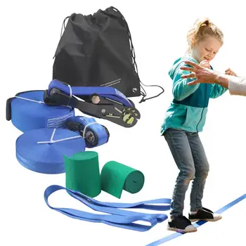 Набор натяжных канатов для детей Tight Rope S Kids 56-футовая тренировочная леска с защитными элементами для деревьев и тренажером для рук Slack Line Training Equipment
