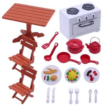 Миниатюрный кукольный домик Мебель Игровой домик Имитация кухни Игровой набор для детского дня рождения Подарки для Рождественской вечеринки
