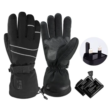 Тепловые перчатки с сенсорными экранами, Ветрозащитные зимние Теплые перчатки для вождения, катания на лыжах, мотоцикле, велосипедные перчатки с подогревом