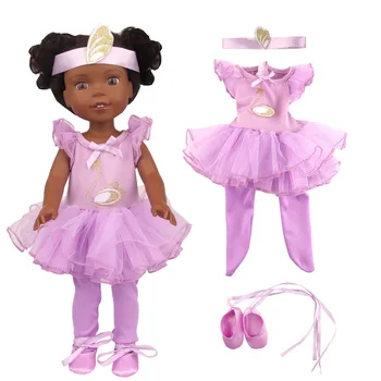 Платье балерины, костюм-тройка, одежда, юбка для танцев для африканских черных кукол, подходящая одежда для 14-дюймовых кукол, аксессуары для кукол, игрушки