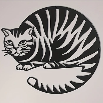 Геометрический металлический силуэт кошки, металлический знак кошки, подвесной декор для стен, подарок любителю кошек, настенный декор, металлические настенные украшения для комнаты