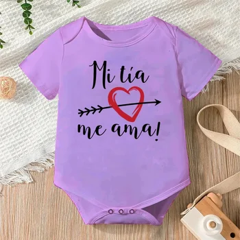 Одежда Для маленьких девочек Mi Tia Me Ama С принтом Для девочек и мальчиков, Одежда для Новорожденных, Комбинезоны из 100% хлопка, Боди в Испанском Стиле для малышей 0-24 М