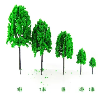 3 см-17 см, 20 шт./лот, миниатюрная зеленая пластиковая масштабная модель, уличные макеты деревьев для железнодорожного макета Ho Train
