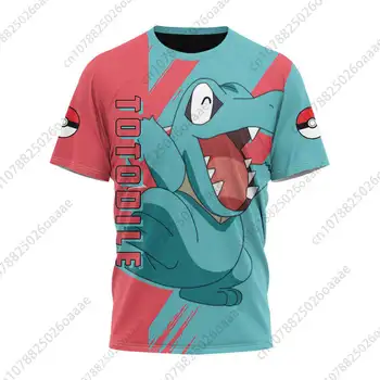 Мужские и женские 3D-футболки Pokemon Totodile Snorlax для спорта и отдыха, детские футболки с короткими рукавами