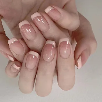 Накладные Ногти 24шт Набор для дизайна Press on Short Многоразового использования Французские Искусственные накладные ногти Аксессуары kawaii Nails