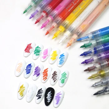 Акриловый маркер для рисования ногтей, нейл-арт, 3D Абстрактные линии, лак для ногтей, карандаш, кисть, граффити, Виньетирование, Пигментная ручка