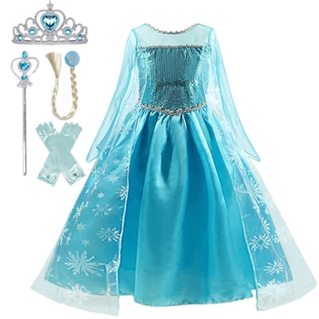 Платье принцессы Анны Эльзы для девочек, карнавальная вечеринка 