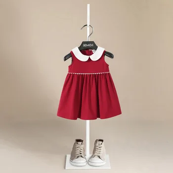 Роскошный Качественный дизайн Летние Детские платья без рукавов Одежда для маленьких девочек Платье для малышей Дышащий Классный Кукольный воротник Детская одежда