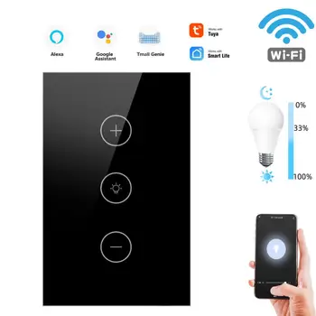 Wi-Fi Wall Touch Wireless Tuya Smart Timing Стандарт США Работа с Home Alexa Умный дом Бесконечный переключатель затемнения