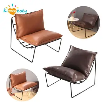 Миниатюрная мебель Moon Chair в масштабе 1:6, мини-кожаный диван, одноместный стул для кукольного домика, аксессуары Темно-коричневого цвета
