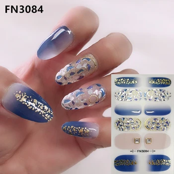 14 советов Новогодние блестящие мраморные наклейки для ногтей в японском стиле, Самоклеящаяся наклейка с полным покрытием для ногтей, 3D лак для ногтей, нейл-арт