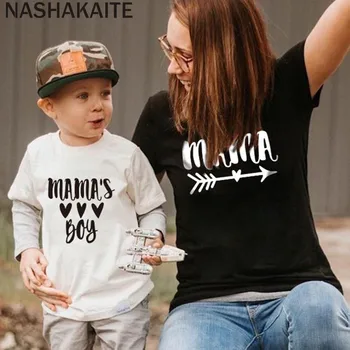 NASHAKAITE/ Одежда для мамы и меня, Летние Топы с короткими рукавами и буквенным принтом, Одинаковые футболки для мамы и мальчика от 1 до 10 лет, Семейный образ