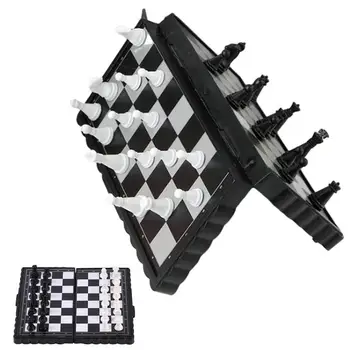 Классическая настольная игра в шахматы, портативная шахматная доска со встроенным магнитом, складная настольная игра в шахматы с сумкой для хранения для детей