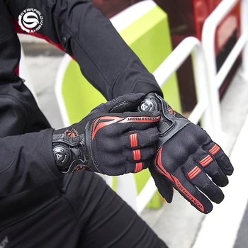 Перчатки для мотогонок SFK с сенсорным экраном на весь палец, Черные, Красные, Стильные Аксессуары для мотокросса из нейлона и полиэстера для езды на мотоцикле