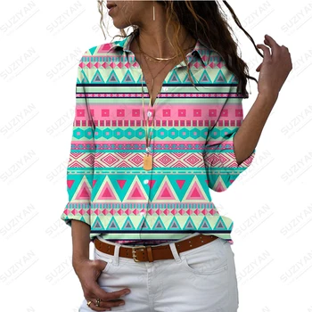 Летняя новая женская рубашка в полоску с 3D принтом женская рубашка повседневного стиля женская рубашка модная свободная женская рубашка