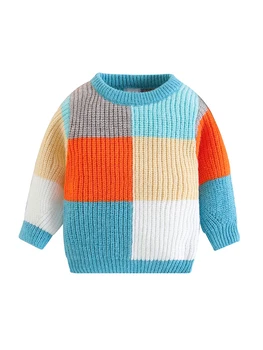 Вязаный свитер унисекс для маленьких мальчиков и девочек с вышивкой в виде милых животных, пуловер с длинным рукавом, теплая трикотажная одежда