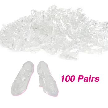 Официальный сайт NK: 100 пар хрустальных туфель для аксессуаров куклы Барби, сказочная обувь, босоножки для Золушки, игрушки принцессы на высоком каблуке